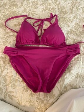 BECCA Bright Magenta Triangle Bikini Set